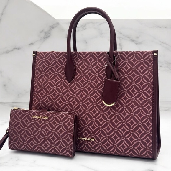 Michael Kors Medium Mirella Tote Bag Matching Double Zip Wallet